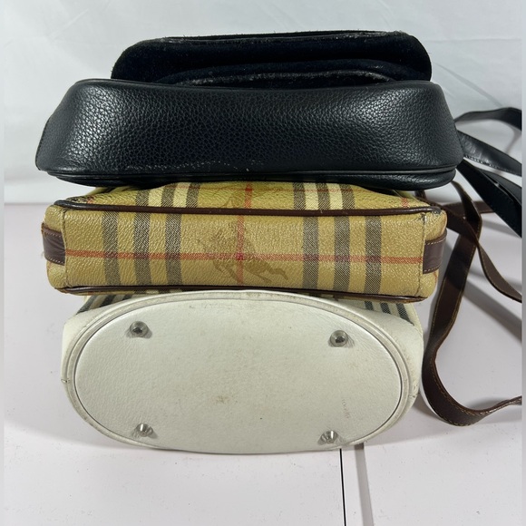 Rehab Lot 24: Vintage Burberry Bags Rehab Lot Nova Check Leather Velvet Bucket - Picture 4 of 15